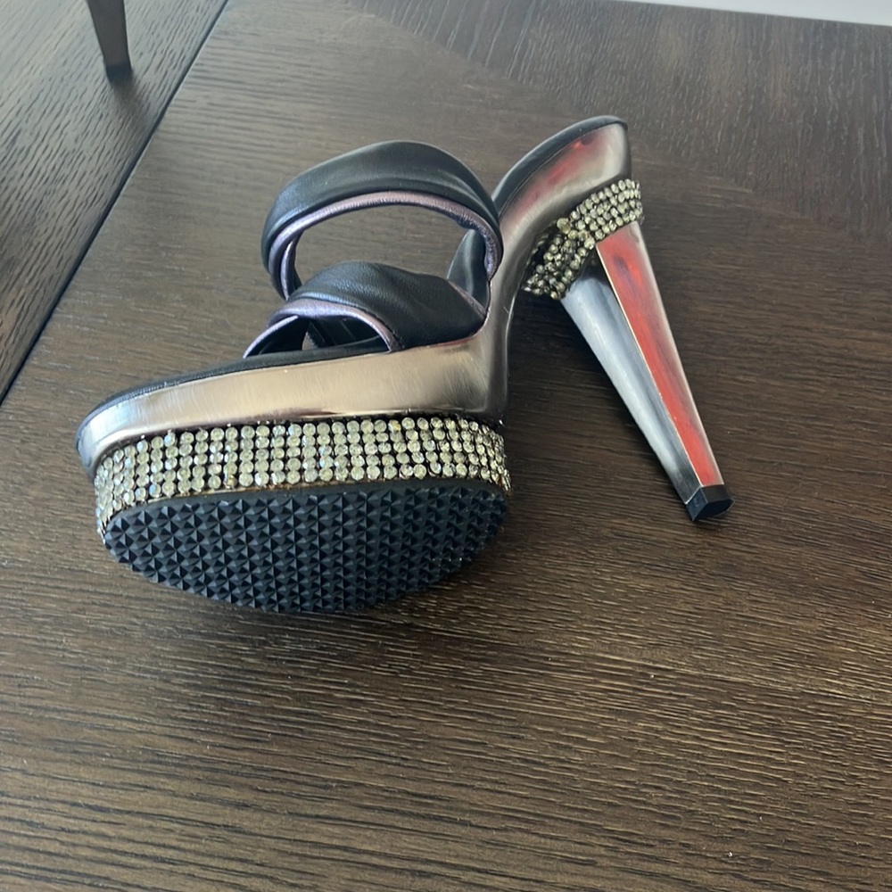 Tony Keuylian Retro hot LA Glam Heels Retro Trendy Bling Platform Sz 6 narrow - Picture 8 of 17